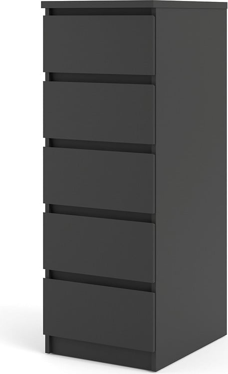 Nada ladekast smal met 5 lades mat zwart B/D/H: 40 x 50 x 111 cm