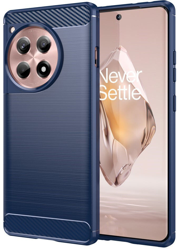 INCOVER OnePlus 12R Brushed Carbon Bagside Cover - Blå