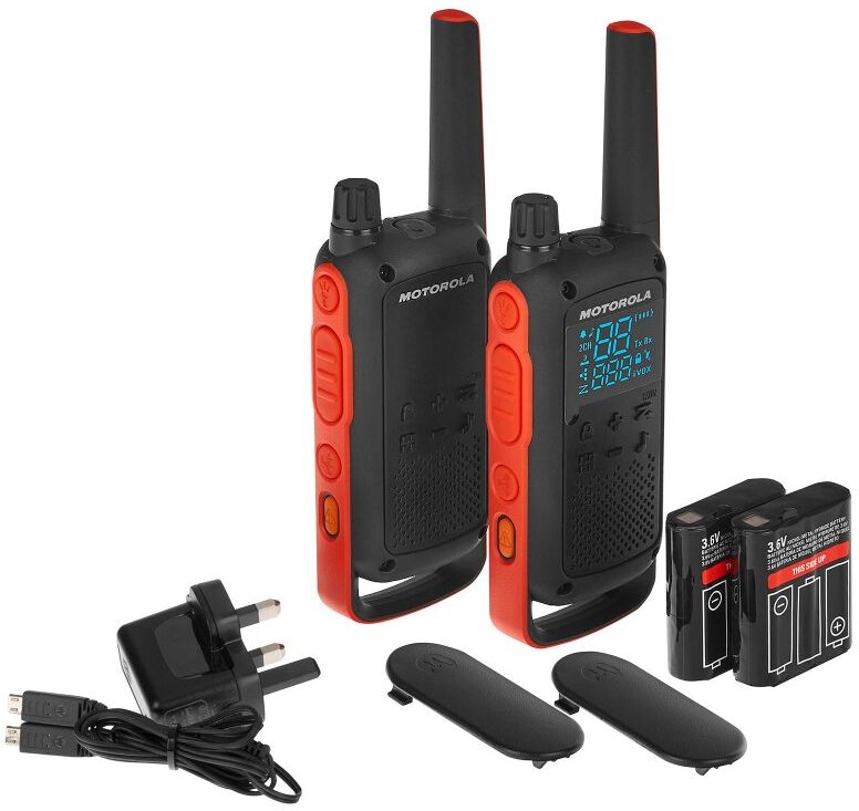 Motorola T82 Pack de 2 talkies walkies solides pour communiquer gratuitement au quotidien.