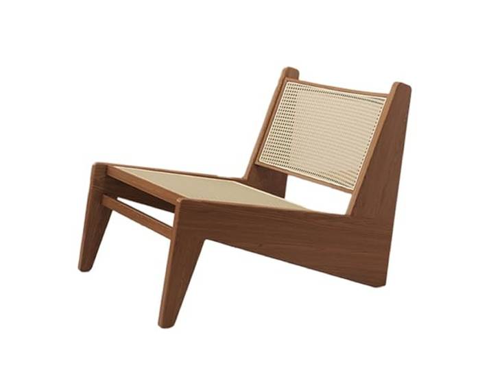 OEUBEQ Rattan-Akzentstuhl, Mitte des Jahrhunderts, moderner Akzentstuhl, ohne Armlehnen, Boho-Seitenecke, bequemer Stuhl, Massivholz, Rattan-Stil, geeignet für Schlafzimmer, Balkon und Terrasse