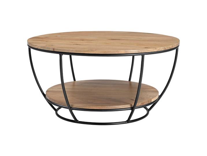 Carryhome Couchtisch, Schwarz, Akazie, Holz, Metall, Akazie, massiv, rund, 40x80x80 cm, Fsc, rostfrei, einfacher Aufbau, Wohnzimmer, Wohnzimmertische, Couchtische, Couchtische Metall