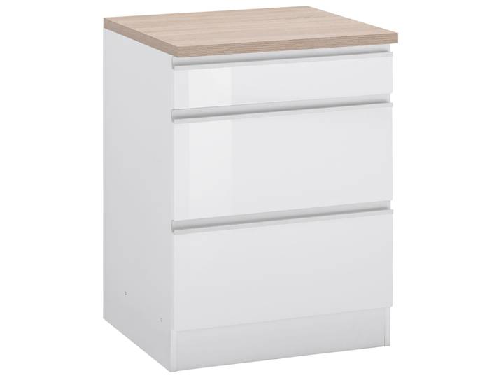 Unterschrank KOCHSTATION KS-Ohio , weiss (weiß hochglanz, weiß), B:60cm H:85cm T:60cm, Schränke, Unterschrank