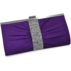 Steuer Modeschmuck Abendtasche Lilafarbene Satin-Optik mit Strassbesatz