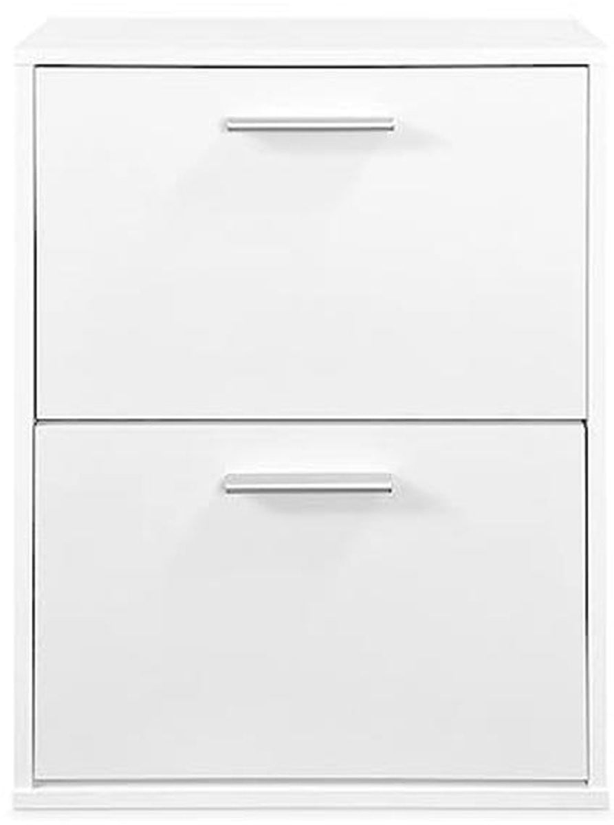 Compacte Witte Houten Schoenenkast met 2 Deuren voor Hal of Slaapkamer