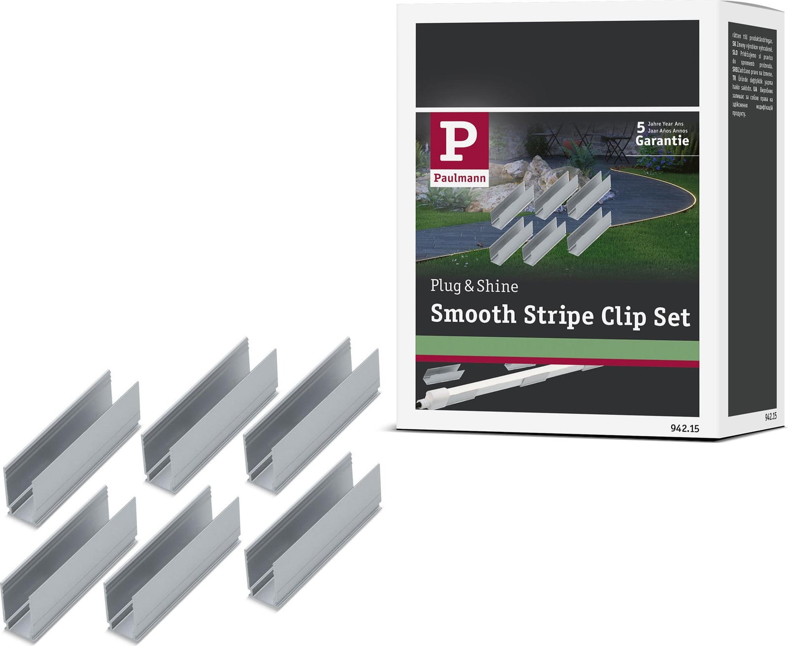 Paulmann Plug & Shine LED-strip met profiel, warm wit, set van 6 inclusief 6 bevestigingsclips
