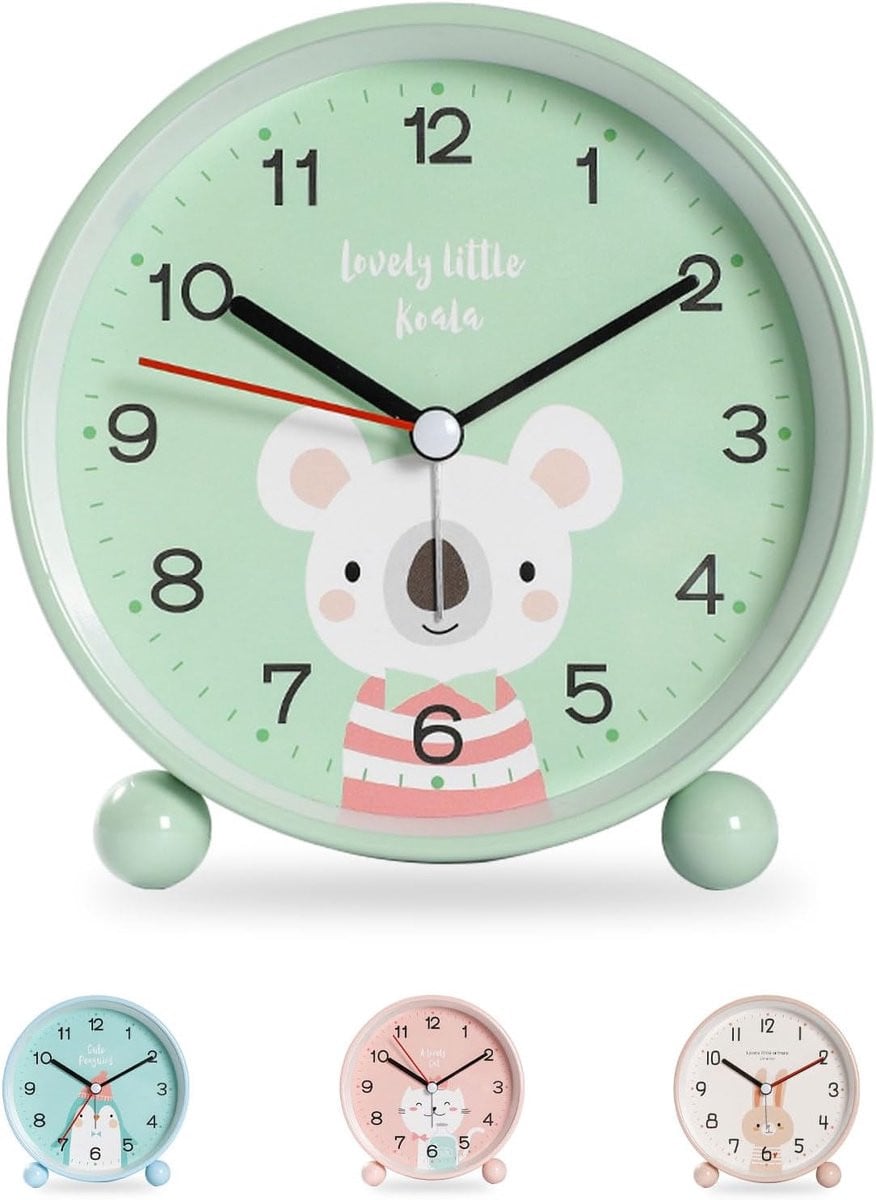 Digitale kinderwekker met nachtlampje en muziek, groene koala