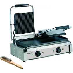 Bartscher Kontaktgrill 3600 2GR, 2 Grilleinheiten, Grillfläche oben gerillt, unten glatt, A150673