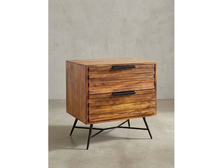 KADIMA DESIGN Nachttisch Nachtkonsole NISHAN 60x60x40 cm Massivholz Beistelltisch Design (Beistellschrank mit Stauraum, Nachttischkästchen hoch), Nachtkommode Boxspringbett, Nachttisch mit Schubladen