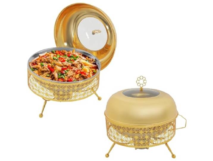 Goldene Chafing Dishes for Buffets aus Edelstahl chafing dish Chafing Dish Buffet-Set mit Deckel, Speisenwärmer for Partys