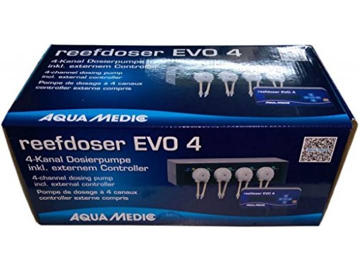 Aqua Medic Reefdoser EVO 4, 4-Fach Dosierpumpe mit Controller, Calcium und Hydrogencarbonat-Zugabe, Automatische Fütterung mit lebendem Plankton, 1.55 kg