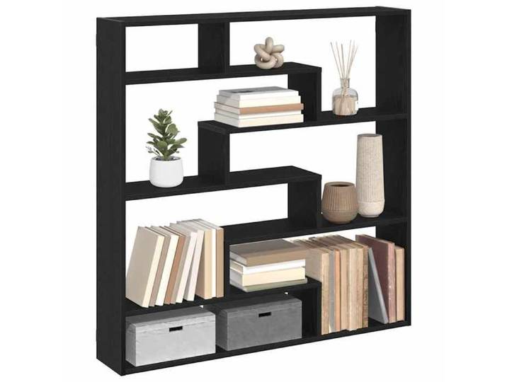 Étagère cube murale 7 compartiments-Étagère flottante-Étagère de rangement suspendue noir bois d'ingénierie 957159