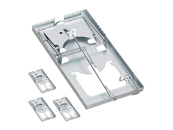 Relaxdays Tapette Souris\, Lot de 4\, Surface de Capture dentelée\, réutilisable\, Haute Puissance\, métal\, piège\, argenté