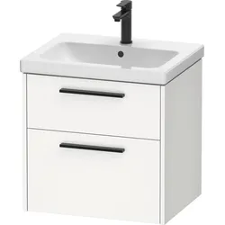Duravit D-Code Möbel-Set, Möbelwaschtisch mit Waschtischunterbau wandhängend, 584x460x555mm, DC02920BD180000, Farbe: Korpus Weiß Matt, Griff Diamantschwarz Matt