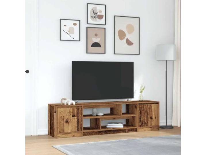 HEFZGDB TV-Schrank Altholz-Optik 188,5x41x50 cm Holzwerkstoff mit Stauraum und Stabiler Oberplatte, 2 Türen für Multimedia-Geräte und Aufbewahrung, pflegeleicht und langlebig