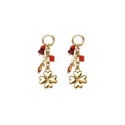Paar Ohrhänger ADELIA´S "LIVAYA", Damen, Gr. Damen, Edelstahl, gold (rot), Ohrringe, Trendig mit glänzenden Creolen und Kleeblattanhängern