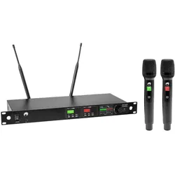 Omnitronic UHF-602 2-Kanal Funkmikrofon-System 823-832/863-865 MHz, Mikrofon