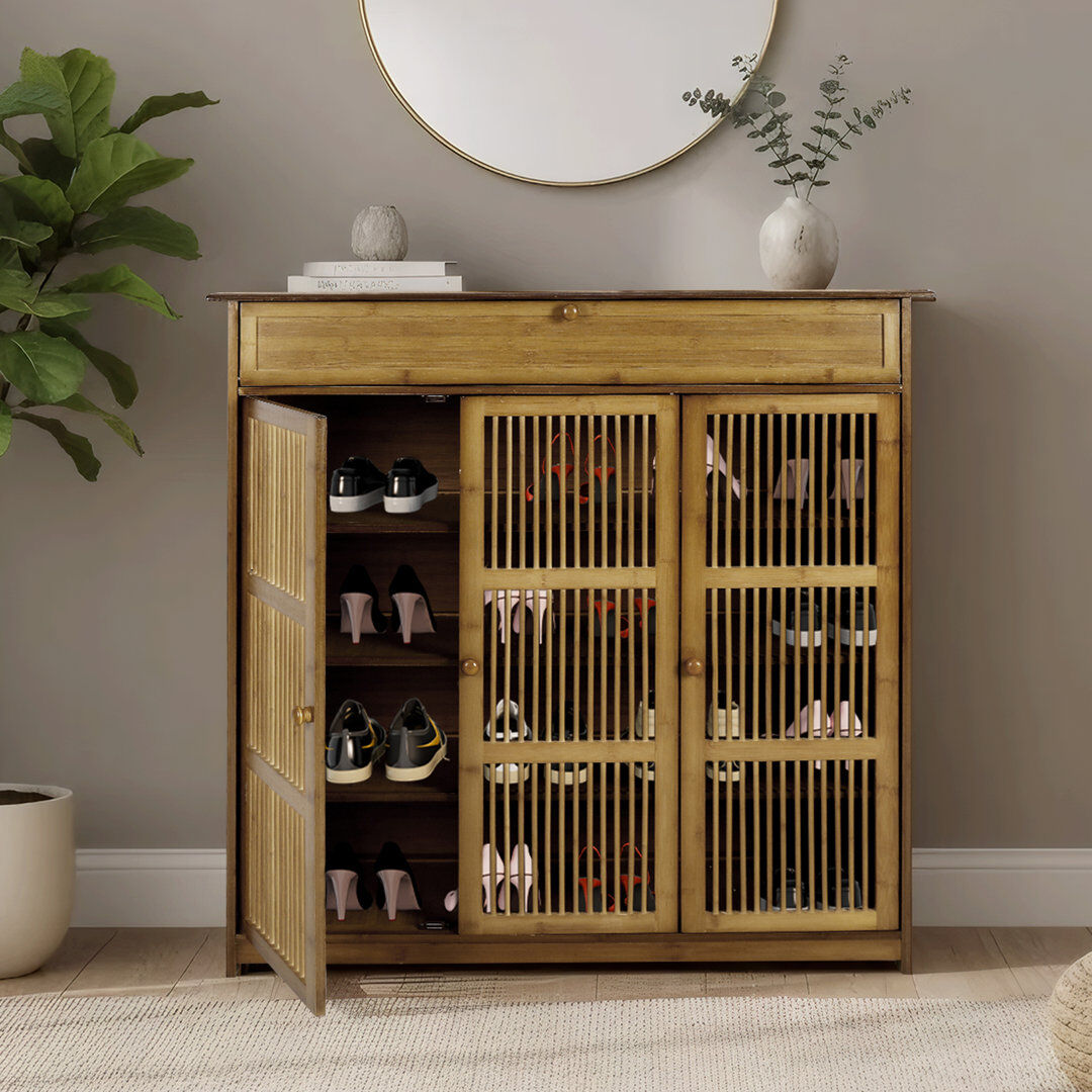 ClassicLiving 18 Pair Shoe Storage Cabinet Brown 18
