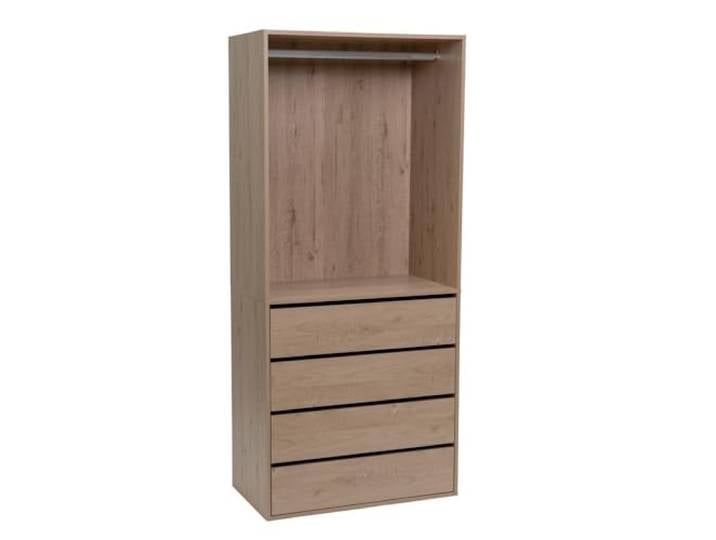 Modularer Schrank mit Stange und 4 Schubladen aus PB in Natur