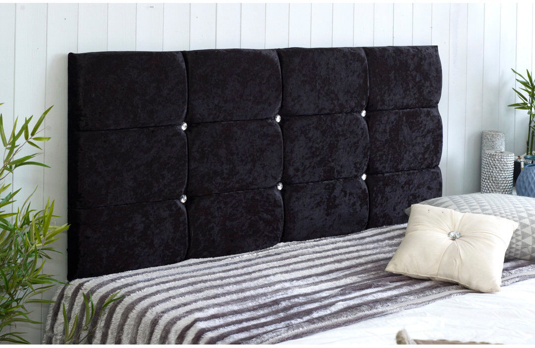 Fairmont Park Upholstered Headboard Black Velvet Double (4'6)