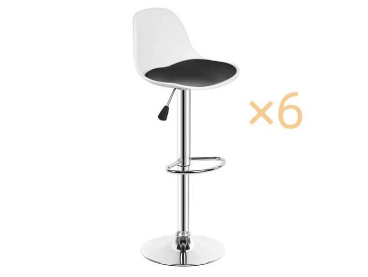Tabouret de bar avec dossier - JEOBEST - Set de 6 - Blanc et noir - Extérieur - Contemporain - Design