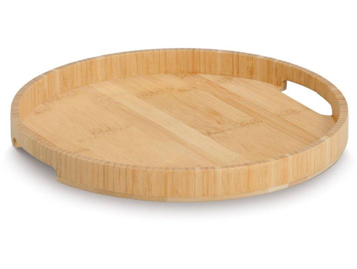 Tablett ZELLER PRESENT Serviertablett, Bambus , braun (hellbraun), B:32cm H:3cm L:32cm Ø:32cm, Bambus, Tabletts, Tablett, pflegeleicht, einfacher Transport