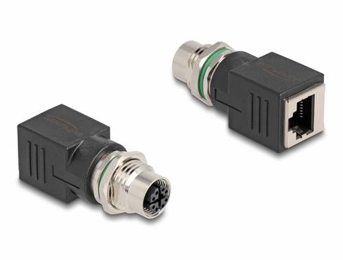 Delock M12 / RJ45 Netzwerk Adapter [1x M12-Buchse - 1x RJ45-Buchse] Schwarz