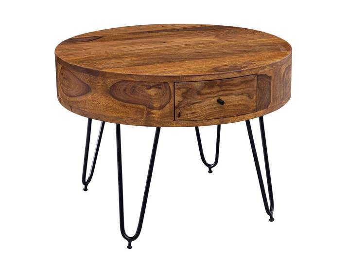 Couchtisch rund 60 x 44 cm Sheesham massiv