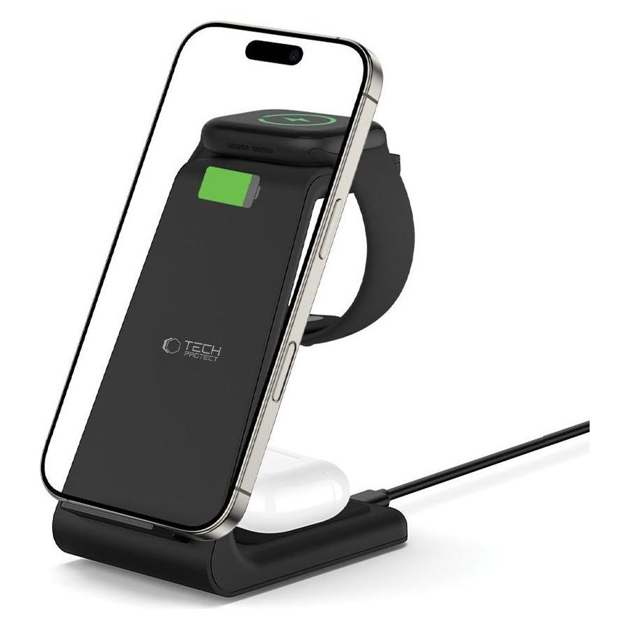Tech-Protect Dock station QI15W-A36 3IN1 WIRELESS CHARGER FOR APPLE Black (10 W) (26880-0)