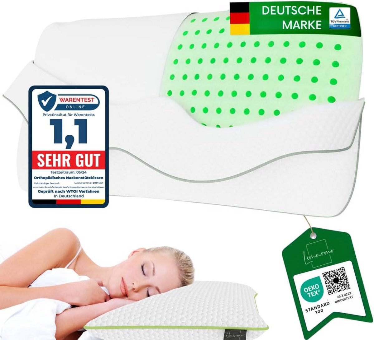 Ergonomisch Neksteunkussen van Traagschuim voor Volwassenen met Keuze uit Vier Hoogtes