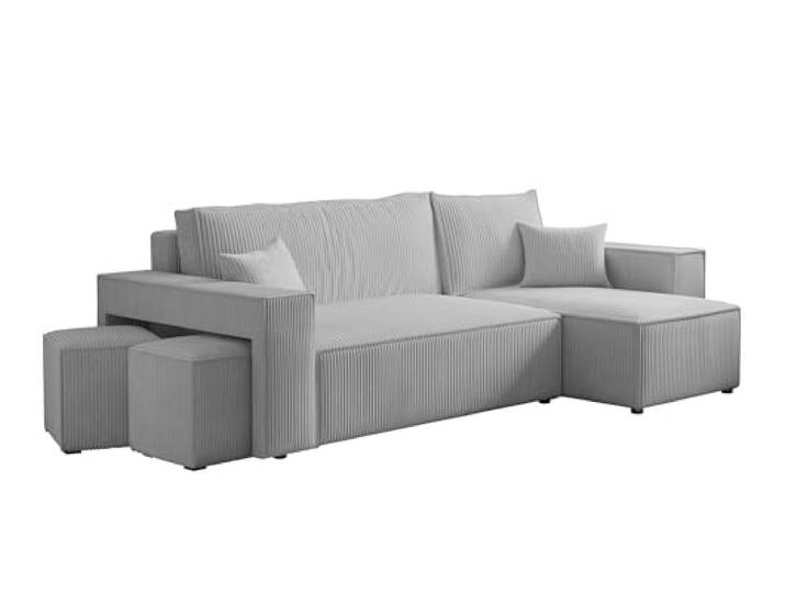 IDOHOME Ecksofa mit Schlaffunktion und Bettkasten 2 Hocker 262 x 145 cm 262 x 145 x 83 cm, Hoher Sitzkomfort, 2 Hocker inklusive, Wohnen und Schlafen, Integrierter Bettkasten