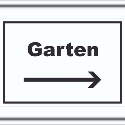 HB-Druck Garten Schild mit Text und Richtungspfeil rechts Blumen Rasen waagerecht A2 (420x594mm)