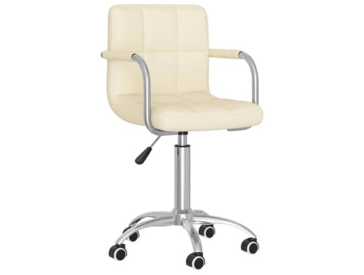 KGHFDVB Drehbarer Esszimmerstuhl in Creme mit Stoffbezug und Stahlrahmen 360 Grad drehbar, höhenverstellbar, gepolstert, modernes Design, robust
