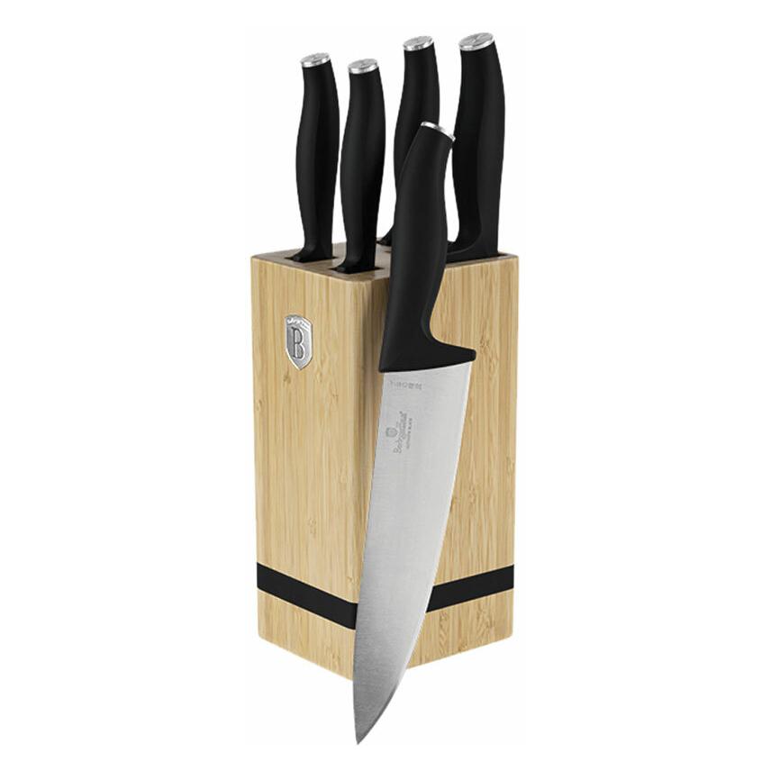 BerlingerHaus Haus 6-teiliges Messer-Set mit Messerblock Matte Black Collection (110088)