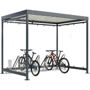 WSM Fahrradunterstand Pro Köln Bike K3 4702 XBF, anthrazit, 3 Wände aus Glas, 318 x 217cm (B/T), mit Fahrradständer
