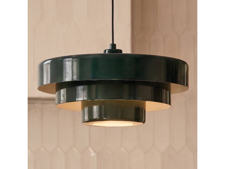 Tivra hanglamp, glanzend groen, Ø 35 cm, metaal - Lindby - Woonkamer - Vintage / Retro - 1 lamp
