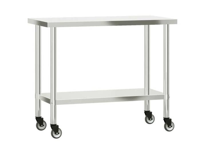 MMCZ Table de préparation/Plan De Travail - Table de travail de cuisine avec roues 110x55x85 cm inox@9225067@