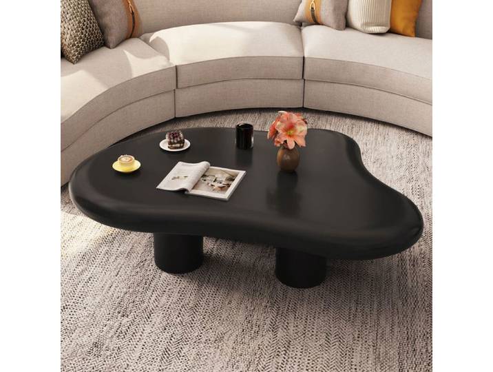 Table basse design organique noire 91 cm style moderne pour salon table café élégante contemporaine