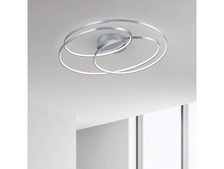 Trio Lighting LED Deckenlampe Gale, dimmbar, alu / grau / zink, für Wohn- / Esszimmer, Metall, Modern, LED Deckenleuchte
