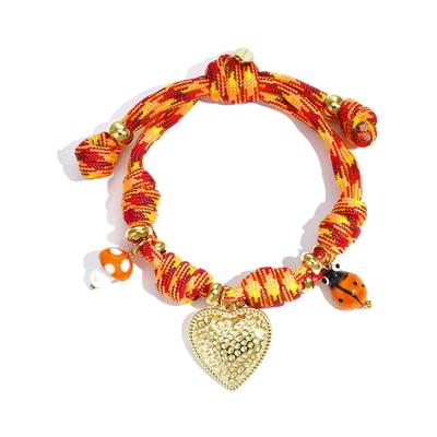 Freundschaftsarmband ADELIA´S "LIVAYA LIVAYA Armband Freundschaftsarmband mit Herzanhänger", orange, Armbänder, Damen, Edelstahl