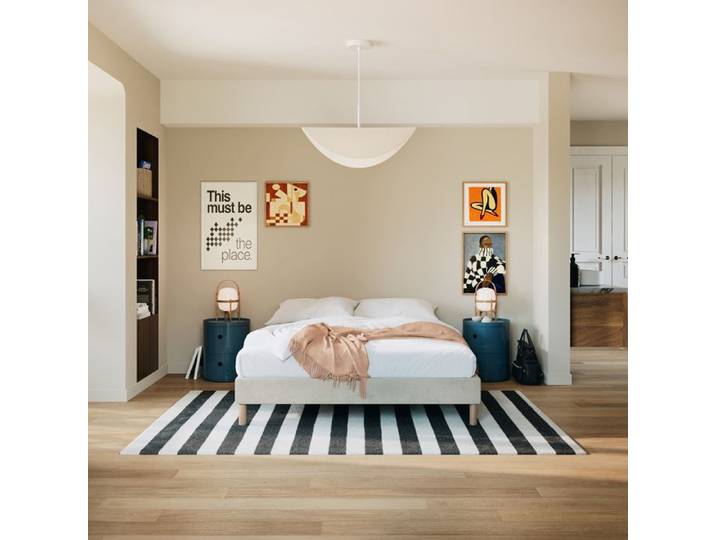 SLOME Sommier Tapissier beige bi-bloc 200x200 cm