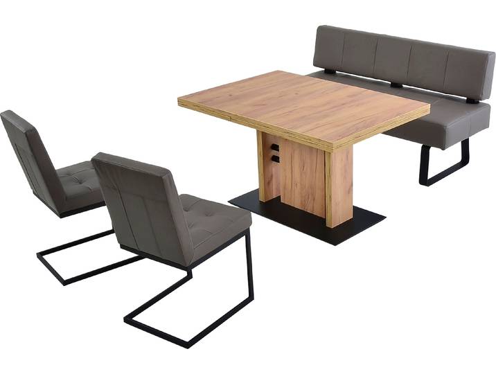 K+W Komfort & Wohnen Spider II Polsterbank Sitzsteppung, bequem durch Sandwichbauweise, Metallkufe in schwarz