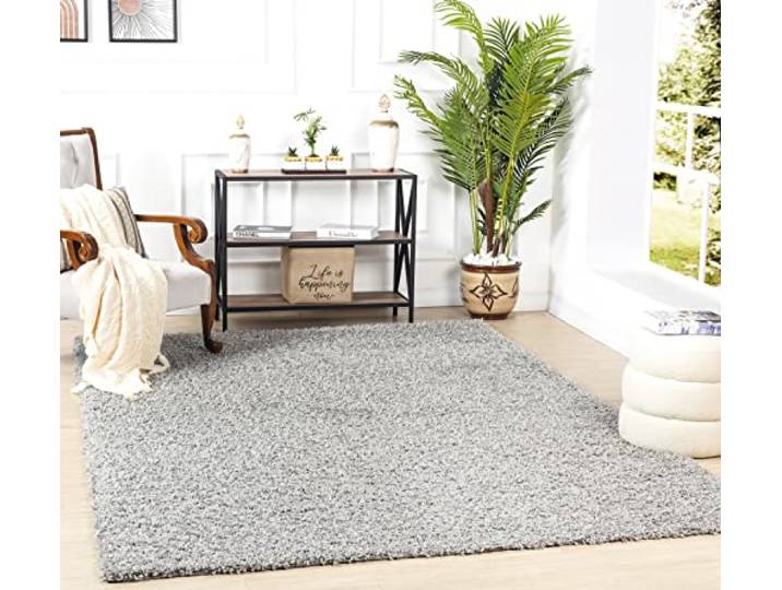 Surya Home Shaggy Berber Teppich - Flauschiger Teppich für Wohnzimmer, Esszimmer, Schlafzimmer, Langflor Hochflor Teppich flauschig - Teppich groß 120x170 cm, Wohnzimmerteppich in Grau
