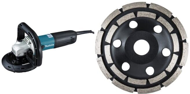 Set Makita Betonschleifer 125 mm PC5010C + STIER Diamant-Schleiftopf dopp. 125mm