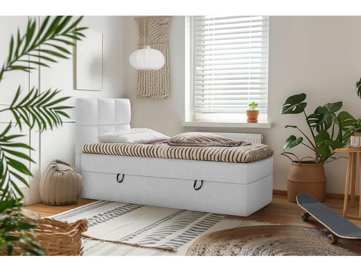 Boxbett Rudisell 90 x 200cm Strukturstoff Cully Grau