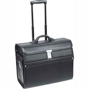 Alassio Pilotenkoffer Mondo 45033, schwarz, 26 Liter, mit Laptopfach 17'', 2 Rollen & Zahlenschloss, aus Kunstleder