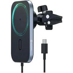 Swissten Magnetic Car Holder with Wireless Charger, Smartphone Halterung, Schwarz
