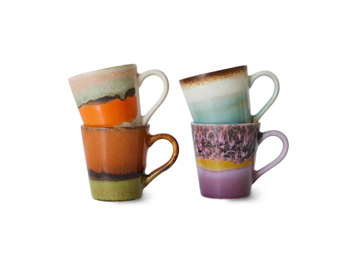 HKliving Lot de 4 tasses à espresso 70 s Retro'