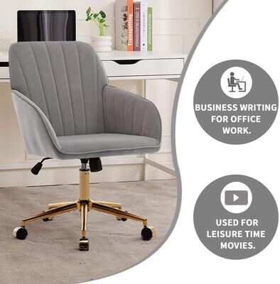 Ostweer Comfortable Vanity Chair Visitor Chair with Lumbar Support, Gray Ergonomic Swivel Chair Computer Chair with Backrest