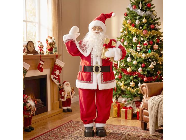HOMCOM Père Noël Musical 150cm Animé Tête Tournante Cadeau