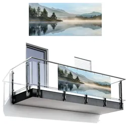 BALKON-SICHTSCHUTZ See - Nebel - Berge - Landschaft Witterungsbeständig 200x90 cm
